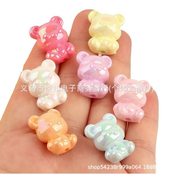 Wholesale Macaron Colorful 17mm Bear Straight Hole Beads DIY Mobile Phone Chain Beaded Material Jewelry Beaded Material Beads