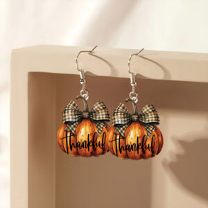 Wholesale Pumpkin bow earrings, flat acrylic earrings
