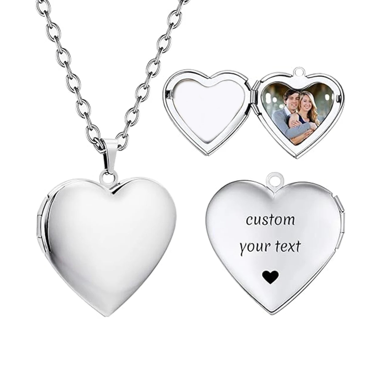 Wholesale Europe and the United States st ins niche design love phase box pendant necklace opening and closing peach heart smooth photo clavicle chain