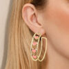 Wholesale Amazon Supply Valentine's Day Gift Fashion Ear Ring Love Series Double Ring Earrings Red Pink Fashion Earrings