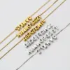 Personalized 304 Stainless Steel Inlaid Zircon 26 English Alphabet Pendant Silver Necklace Chubby Letter Clavicle Chain