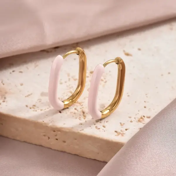 Wholesale PVD Coated Real Gold Plated U Shape 304 Stainless Steel Synthetic Resin IG Style Simple Style Waterproof Non Tarnish 304 Stainless Steel Earrings