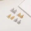 Wholesale 1 Pair Classic Style Geometric Asymmetrical Plating Inlay Copper Zircon 14k Gold Plated Ear Studs