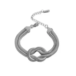 Ae165 Knotted Snake Bones Chain Bracelet / Steel Color