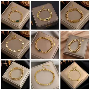 Fashion Geometric 304 Stainless Steel 18K Gold Plated Acrylic Artificial Rhinestones Resin Stainless Steel Bracelets In Bulk