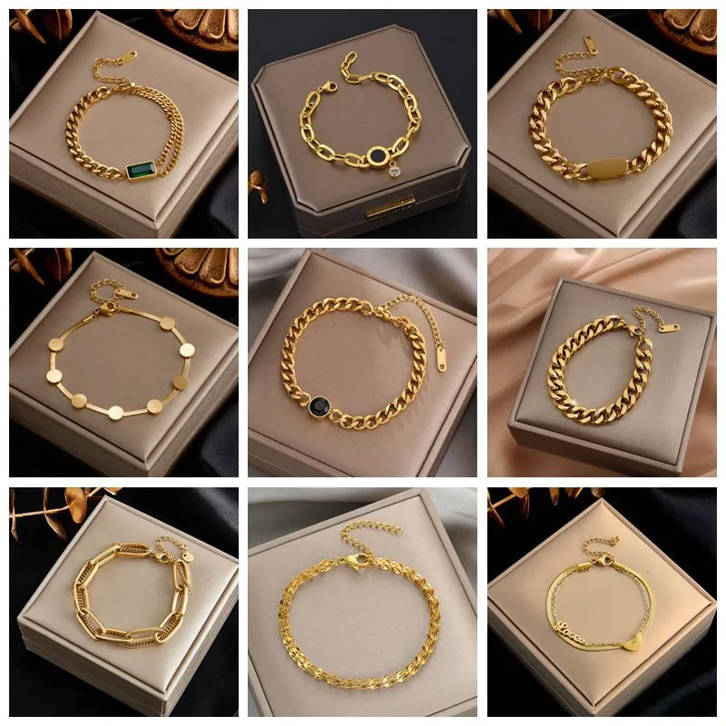 Wholesale Fashion Geometric 304 Stainless Steel 18K Gold Plated Acrylic Artificial Rhinestones Resin Stainless Steel Bracelets In Bulk