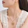 Wholesale Sun Pendant Stainless Steel Women's Jewelry Set Necklace And Earrings Trendy Design Casual Occasion Four Seasons Versatile