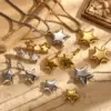Wholesale PVD Coated Star 304 Stainless Steel French Style Simple Style Waterproof Non Tarnish Earrings Necklace