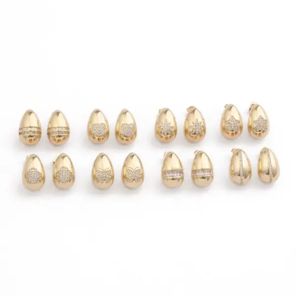 Wholesale 1 Pair Elegant Luxurious Heart Shape Flower Snowflake Polishing Plating Inlay Copper Zircon 18k Gold Plated Ear Studs