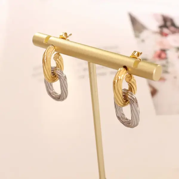 Wholesale PVD Coated Real Gold Plated 18K Gold Geometric Titanium Steel Fashion Waterproof Non Tarnish Earrings