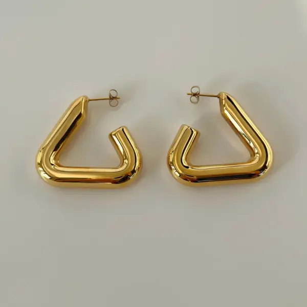 1 Pair IG Style Classic Style Solid Color Plating 304 Stainless Steel 14K Gold Plated Stainless Steel Earrings