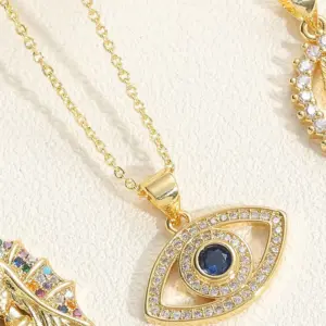 Blue Zircon Eye Necklace