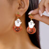 Wholesale Halloween Oil-Dripping Pumpkin Ghost Earrings