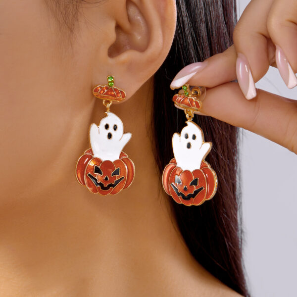Wholesale Halloween Oil-Dripping Pumpkin Ghost Earrings