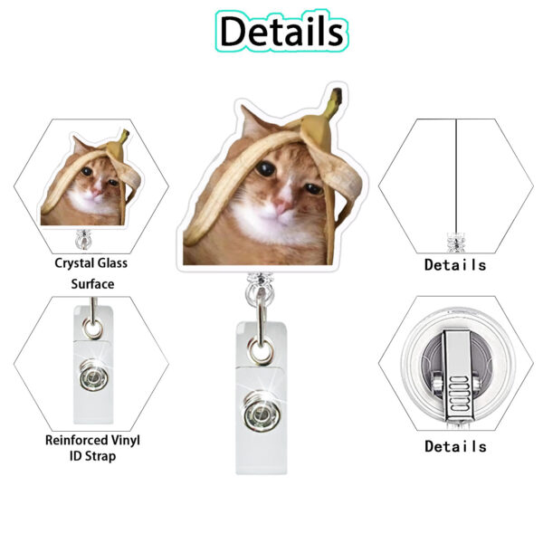 Wholesale Acrylic Kitty Expression Bag Retractable Rotating Badge Reel Doctor Nurse Keychain Card Easy Pull-up Buckle