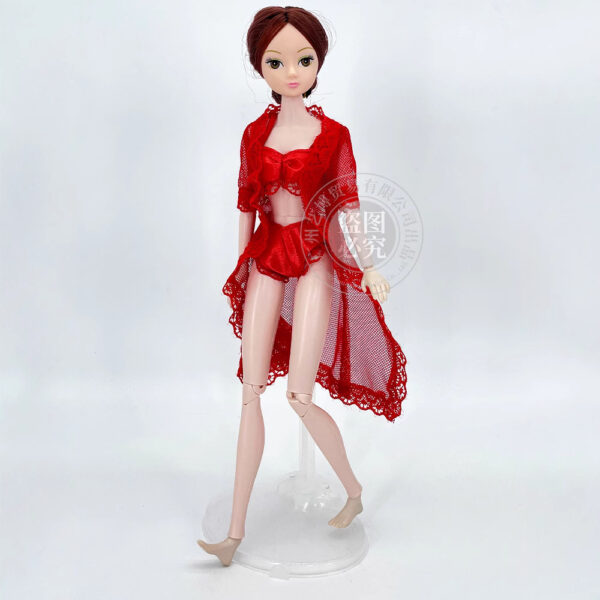 oly-44d1b737118f9d5a9cb8e320cad825da Wholesale Toy Doll Wedding Dress Intimates Pajamas Black Pink Red Doll Three-Piece Set Dress up