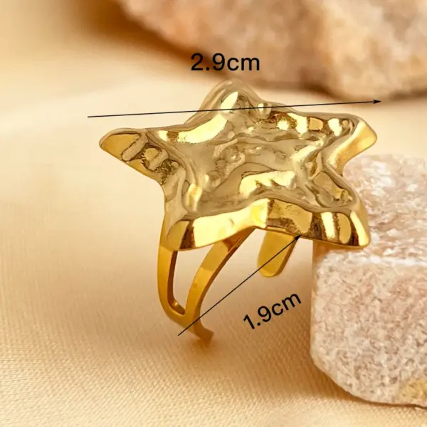 Wholesale PVD Coated Real Gold Plated 18K Gold Star 304 Stainless Steel Elegant Glam Waterproof Non Tarnish Open Rings