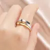 Wholesale PVD Coated Real Gold Plated 18K Gold Geometric 304 Stainless Steel Simple Style Commute Waterproof Non Tarnish Rings