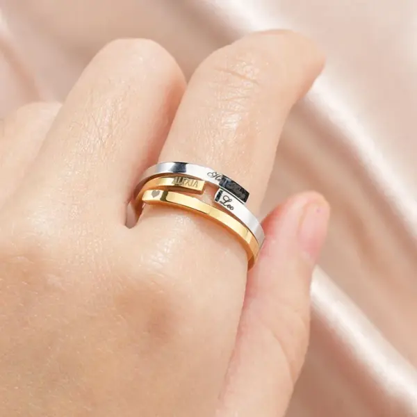 Wholesale PVD Coated Real Gold Plated 18K Gold Geometric 304 Stainless Steel Simple Style Commute Waterproof Non Tarnish Rings