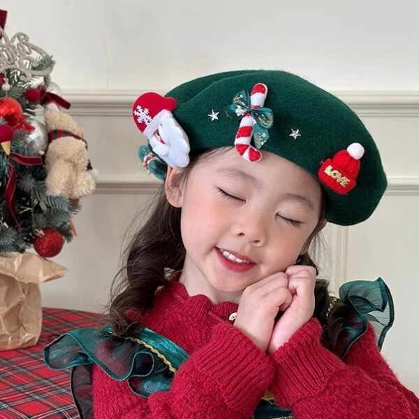 Wholesale Christmas parent-child beret warm wool red hat