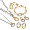 Wholesale 304 Stainless Steel Geometric PVD Coated 18K Real Gold Plated Real Gold Plated Simple Style Classic Style Waterproof Non Tarnish Cuban Link Chain Curb Chain Jewelry Set