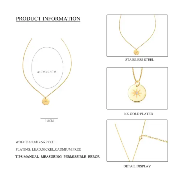 PVD Coated 14K Gold Real Gold Plated 304 Stainless Steel Luxurious Waterproof Non Tarnish 304 Stainless Steel Necklace