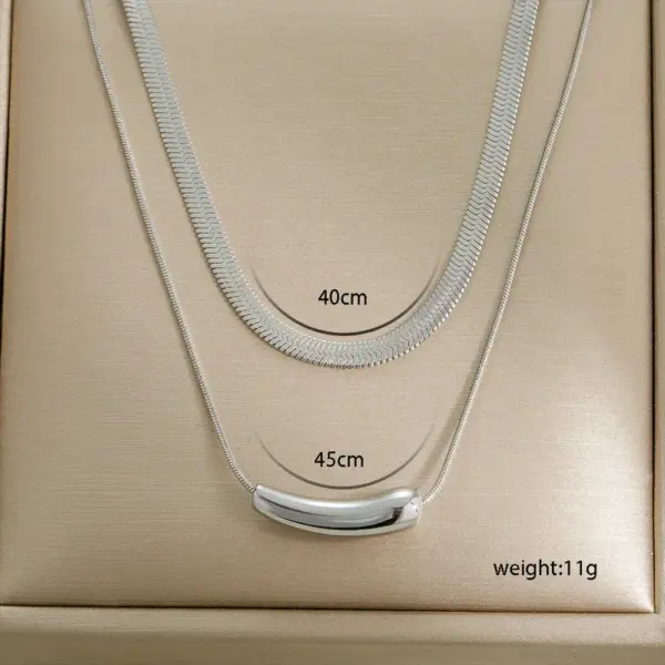Ion Plating (IP) Heart Shape 304 Stainless Steel Basic Waterproof Non Tarnish 304 Stainless Steel Double Layer Necklaces