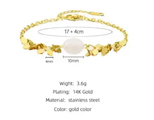 Wholesale PVD Coated Real Gold Plated Round 304 Stainless Steel Fashion Waterproof Non Tarnish 304 Stainless Steel Bracelets