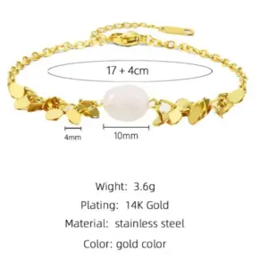 Wholesale PVD Coated Real Gold Plated Round 304 Stainless Steel Fashion Waterproof Non Tarnish 304 Stainless Steel Bracelets