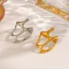 Wholesale Ion Plating (IP) 18K Gold Plated Irregular 304 Stainless Steel Classic Style IG Style Waterproof Non Tarnish Open Rings