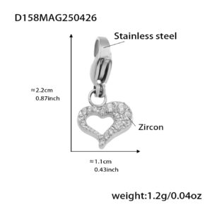 D158-steel color love zircon pendant