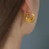 Wholesale 304 Stainless Steel Solid Color PVD Coated 18K Gold Plated Real Gold Plated Punk Simple Style Waterproof Non Tarnish Plating Gold Silver Earrings