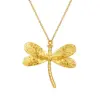 Wholesale 304 Stainless Steel Dragonfly Electroplated Golden Plated Vintage Style Commute Waterproof Non Tarnish Plating Cable Chain Pendant Necklace