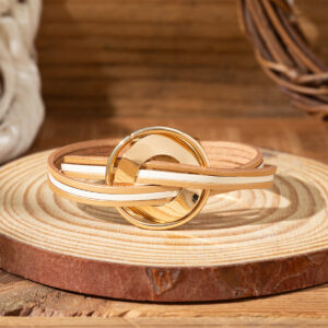 24100302-yellow and white / Leather + alloy