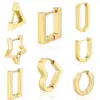 1 Piece Hip-Hop Rock Simple Style Star Heart Shape Metal Button 304 Stainless Steel Copper Gold Plated Hoop Earrings