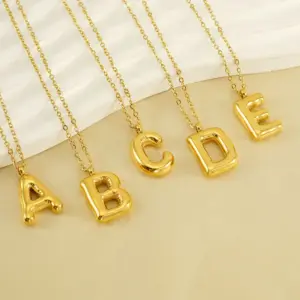 Wholesale PVD Coated 18K Gold Plated Letter 304 Stainless Steel Simple Style Waterproof Non Tarnish 304 Stainless Steel Pendant Necklace