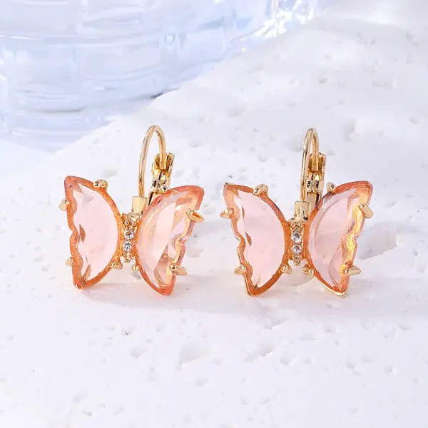 Wholesale 1 Pair Sweet Butterfly Plating Inlay Copper Zircon Gold Plated Earrings