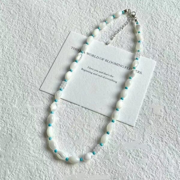 Wholesale [Blue Iceland series] small cold feeling Iceland blue beaded necklace suit gentle Joker temperament jewelry