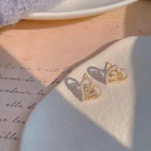 Water Drop Love Heart Stud Earrings