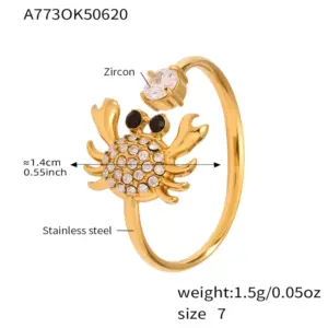 A773-Gold Crab 5A Zircon Ring / 7