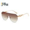 Wholesale New Metal Personalized Men's Sunglasses, High-End Cross-Border Frameless Fashionable Anti-Uv Trendy Sunglasses for Women Gold