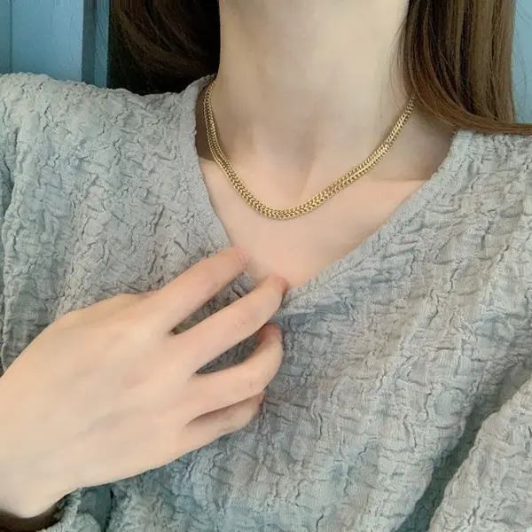 Wholesale Retro Classic Style Solid Color Titanium Steel Plating Bracelets Necklace