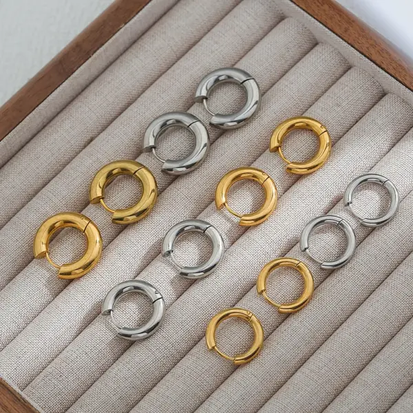 Ion Plating (IP) Round 304 Stainless Steel Casual Simple Style Waterproof Non Tarnish Earrings