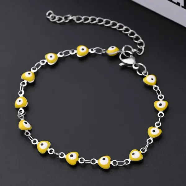 Wholesale Ethnic Style Classic Style Artistic Devil's Eye Heart Shape Simple 304 Stainless Steel Bracelets In Bulk