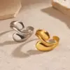 Wholesale Ion Plating (IP) 18K Gold Plated Solid Color 304 Stainless Steel Casual Hip-Hop Simple Style Waterproof Non Tarnish Rings