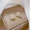 Wholesale Real Gold Plated 304 Stainless Steel PVD Coated Artificial Gemstones Flower Waterproof Non Tarnish Sweet Ear Studs For Women'S