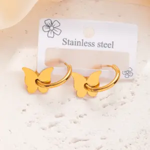 24# Silver Needle-Gold Butterfly Earrings