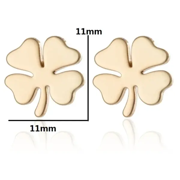 PVD Coated 18K Gold Real Gold Plated Four Leaf Clover 304 Stainless Steel Fashion Waterproof Non Tarnish Ear Studs