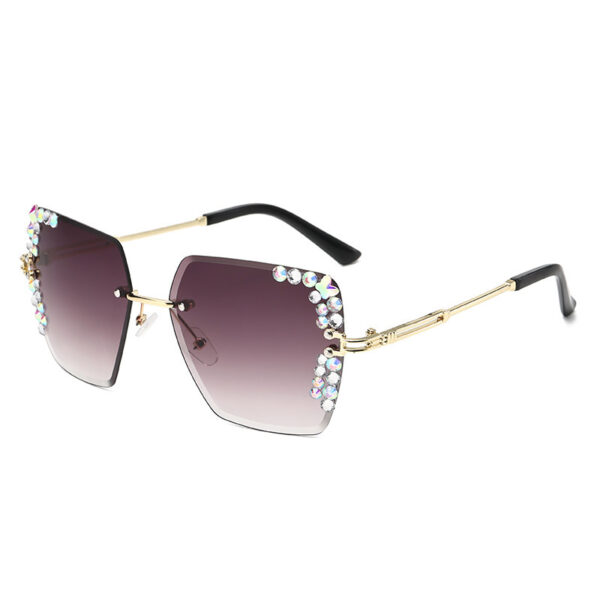 Wholesale Large-frame Trimmed Box Sunglasses Women's Glitter Pink Star Diamond High-end Casual Women's UV-resistant Sunglasses