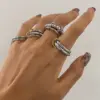 304 Stainless Steel Double Ring PVD Coated Real Gold Plated Elegant Simple Style Waterproof Non Tarnish Layered Mixed Metal Rings